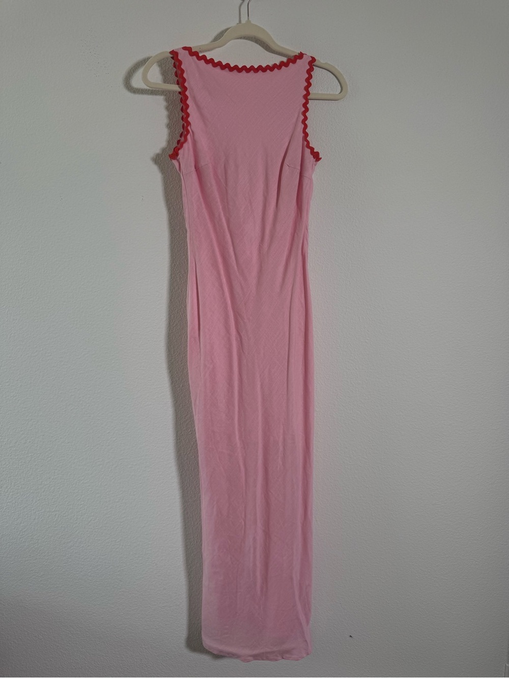 Hello Molly Pink Linen Blend Maxi Dress Barbiecore Coastal Chic Minimalist XS